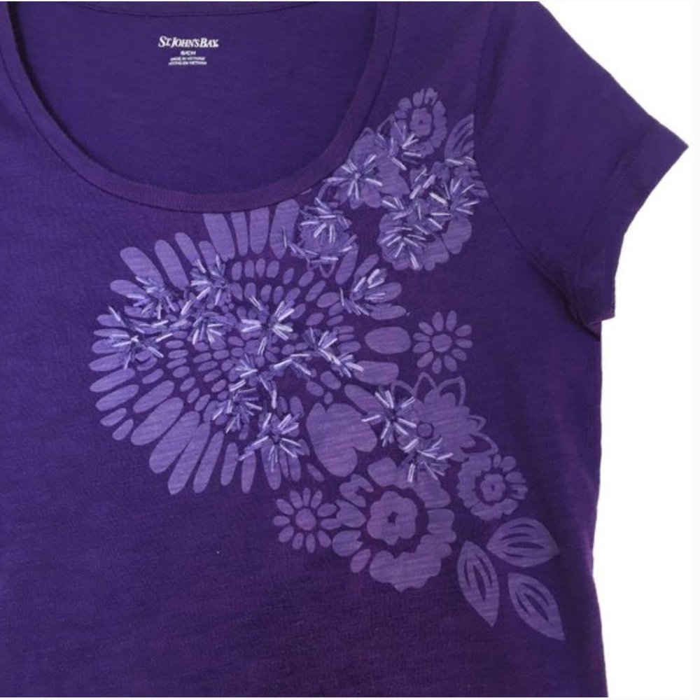 St. Johns Bay Purple Floral Tee